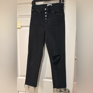 Re/done distressed stove pipe Jean size 26 black
